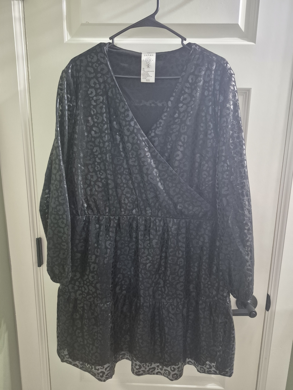 Serra Black Velvet Leopard Burnout Midi Dress